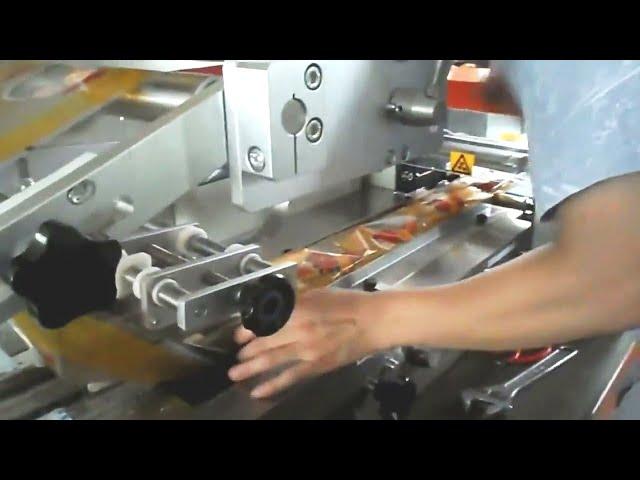 tutorial how to operate bread with tray flow packing machine automatic pillow type pack equipment