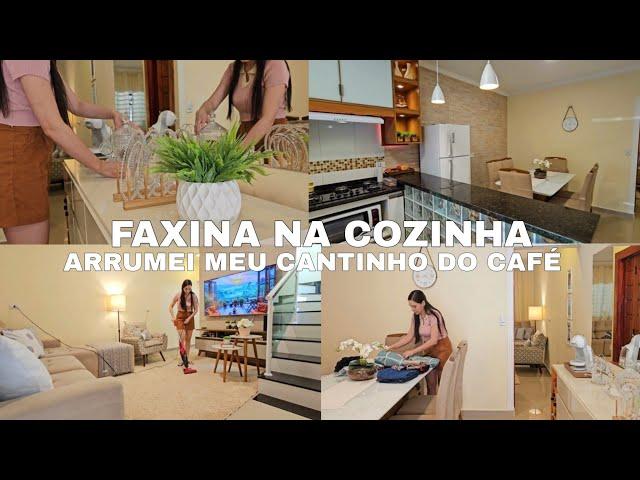 FAXINA CAPRICHADA| limpei meu cantinho do café, organização do armário, faxina na cozinha