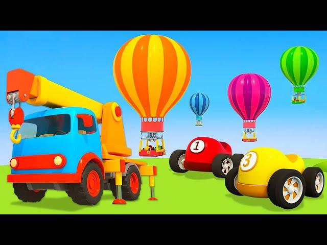 Helper Cars & the balloons. Toy racing cars for kids. Learn colors with car cartoons for kids.