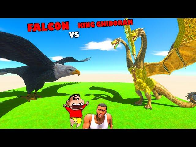 GIANT FALCON vs KING GHIDORAH in Animal Revolt Battle Simulator | CHOP FRANKLIN SHINCHAN