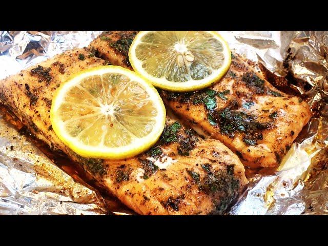 Air Fried Lemon Garlic Salmon in Foil || Cooked from Frozen