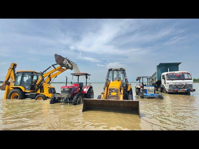 Washing My Tractors and Vehicles in Dam | JCB 3DX | Tata Truck | Mahindra Arjun 605 | Swaraj 744