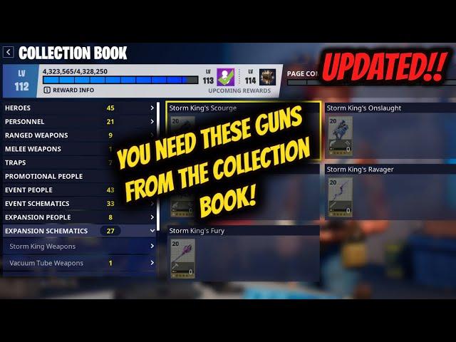 The BEST GUNS to get From The Collection Book UPDATED!! (2023) | Fortnite STW |