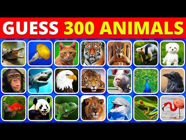 Guess 300 ANIMALS in 3 Seconds  | EASY to IMPOSSIBLE