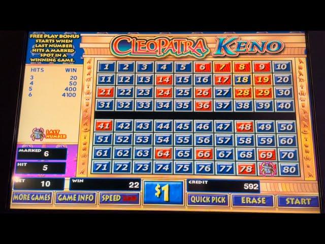 Cleopatra Keno $20 Max Bets High Limit Bonuses Wins Cash Out #kenonation