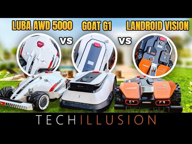 THE ULTIMATE COMPARISON of the 3 BEST robotic mowers WITHOUT boundary wire!  LUBA / Goat / Vision