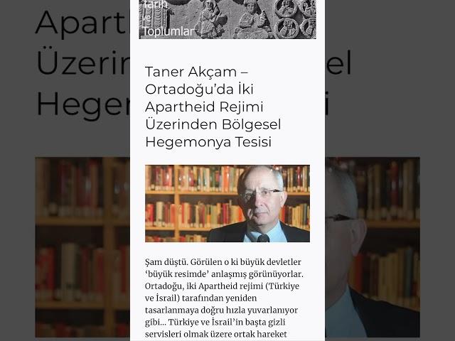 Taner Akçam – Ortadoğu’da İki Apartheid Rejimi Üzerinden Bölgesel Hegemonya Tesisi