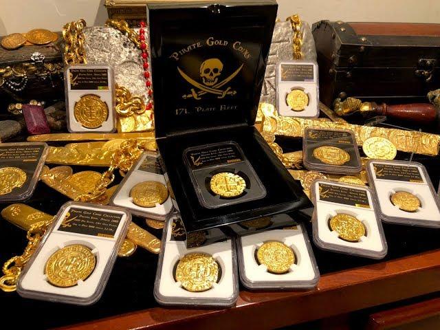 *NEW* PIRATE GOLD COINS TREASURE REPLICAS IN NGC HOLDERS! GIME THE LOOT TREASURE WEEK