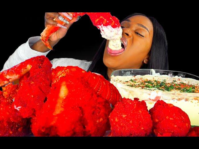 KING CRAB SEAFOOD BOIL MUKBANG | FRIED HOT CHEETOS MUKBANG | CHEESE ALFREDO SAUCE | LOBSTER MUKBANG