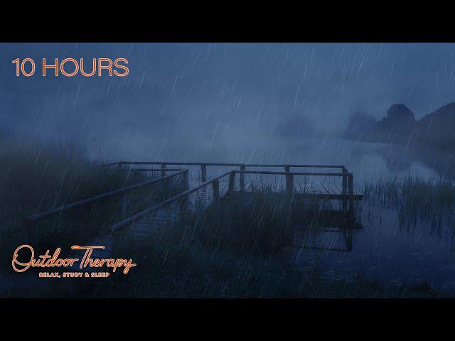 Moody Stormy Night on a Mountain Lake | Soothing Rain & Thunder sounds | Relax | Study | Sleep