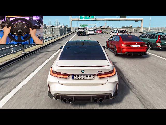 Illegal Street Racing BMW M3 G80 Competition Convoy in Heavy Traffic! - Assetto Corsa | Thrustmaster