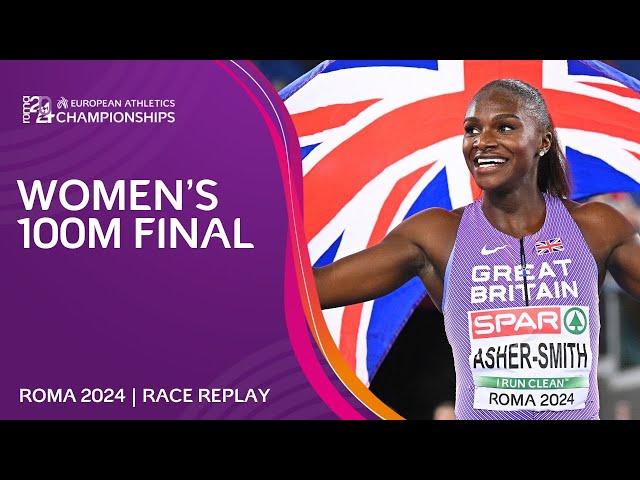 Asher-Smith BATTLES to gold!  Women's 100m final replay | Roma 2024