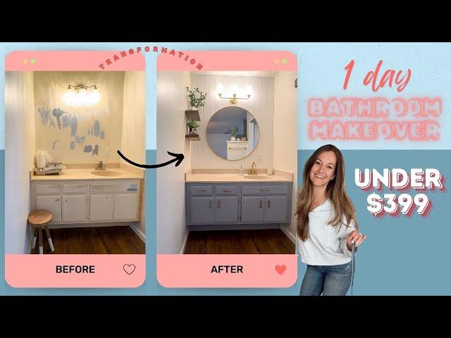 Budget Friendly Bathroom Vanity Makeover for under $399! AND you can do this in just ONE day!