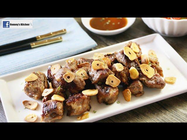 香脆蒜片牛肋條 How to cook Pan fried Beef Rib finger with Fried Garlic 牛中落ちカルビ レシピ 소갈비살