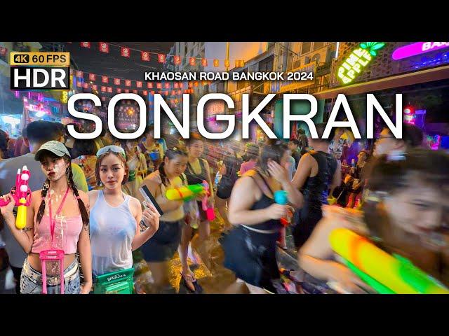  4K HDR | 2024 Bangkok Songkran festival at Khaosan road | 13 April