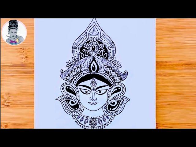 Maa Durga Drawing for beginners || Durga puja drawing step by step || Bicky Drawing Academy