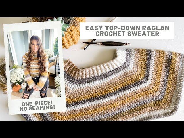 Top Down Raglan Crochet Sweater - Free Pattern