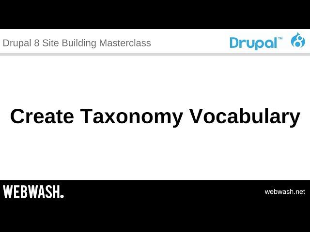 1.5 - Create Taxonomy Vocabulary