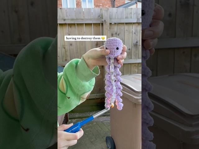 Sad but necessary! Jellyfish pattern is by me! #crochet #crochetideas #amigurumi #yarn #jellyfish