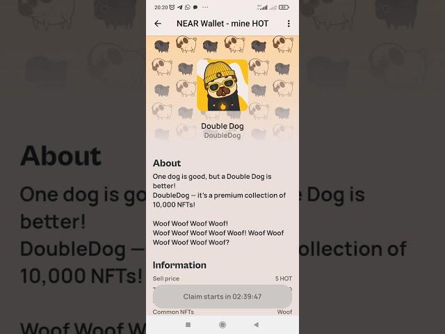 Успей забрать DoubleDog NFT для кошельков от 5 hot Near wallet