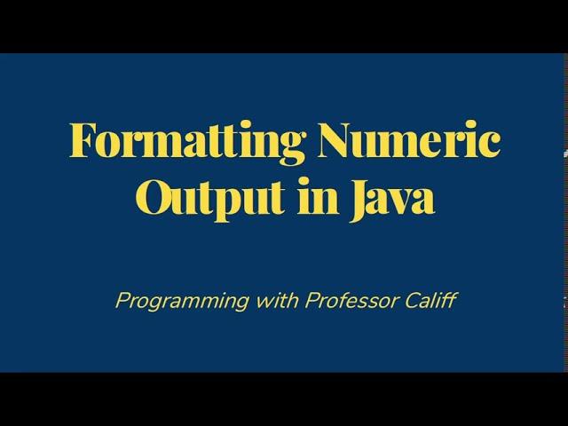 Number Formatting in Java