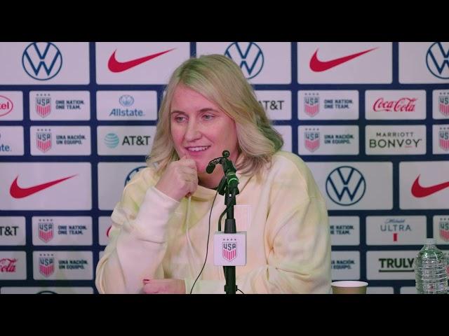 USWNT head coach Emma Hayes press conference from London; Team USA will face England