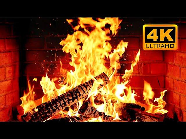  Cozy Fireplace 4K (12 HOURS). Fireplace with Crackling Fire Sounds. Fireplace Ambience