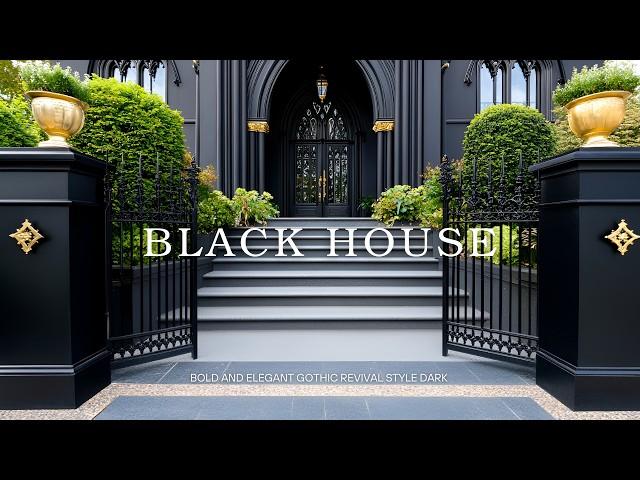 Designing a Modern Black House in a Bold and Elegant Gothic Revival Style Dark Aesthetic