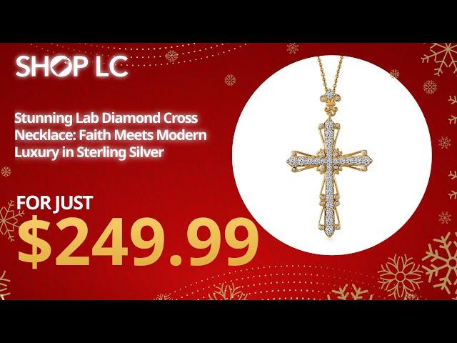 Lab Grown Diamond Cross Pendant Necklace in 18K Vermeil, 1.00 ctw