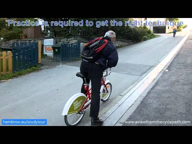 Trondheim's Trampe Bicycle Lift. Assistance for cyclists climbing one of Norway's steep hills