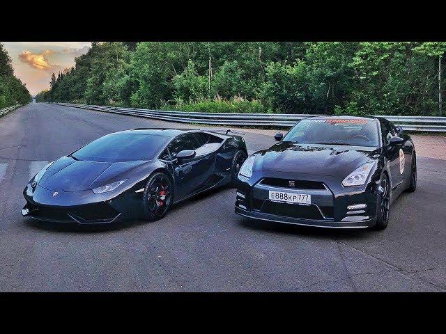 950 л.с. Nissan GT-R vs 780 л.с. Turbo Lamborghini. StuntChamp