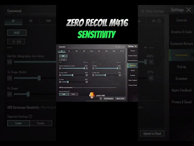 M416 Zero Recoil Sensitivity #bgmisettings #bgmicontrols #pubgmsettings #bgmi #pubgmobile