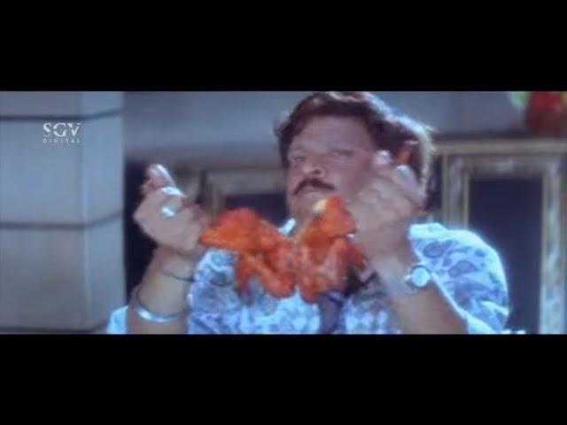 Vishnuvardhan Eating Chicken Leg Piece at Lover Home | Mojugara sogasugara kannada movie clip