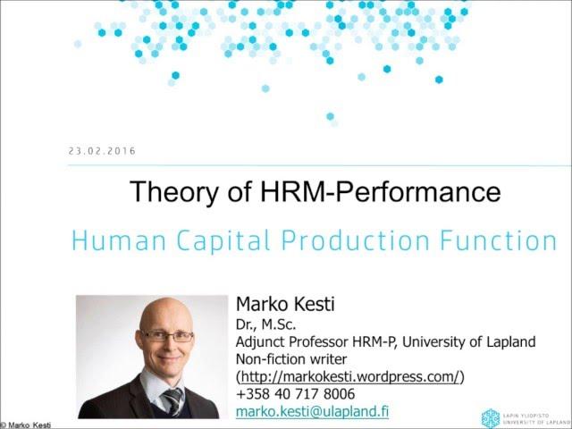 HRM-P Human Capital Production Function