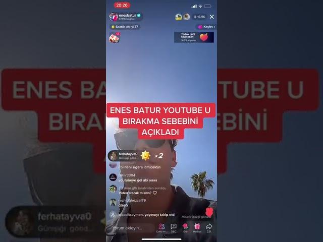 ENES BATUR YOUTUBE BIRAKMA SEBEBİNİ AÇIKLADI (TAM VİDEO)