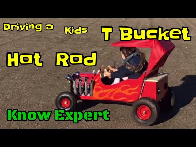 Kids T Bucket  mini Hot Rod go kart in action.