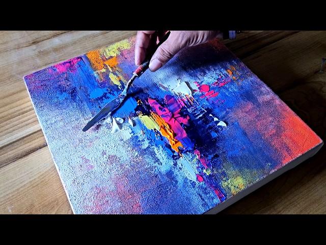 Easy Acrylic Painting Technique  / Merging Colors Using Spomge / Colorful Abstract Painting