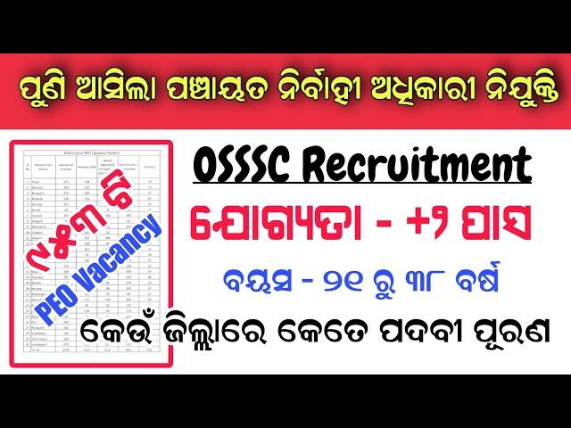 ଆସିଲା ବଡ଼ ସୁଯୋଗ, Panchayat Executive Officer ନୂଆ ନିଯୁକ୍ତି,Plus Two Govt job vacancy 953 #job #odisha