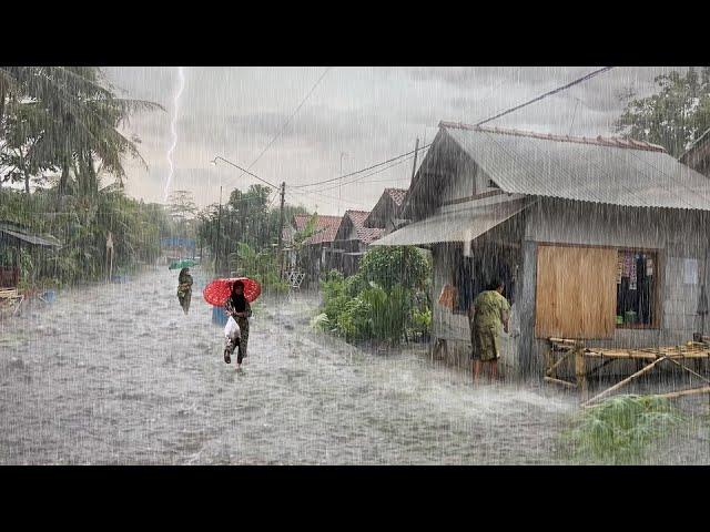 Heavy Rain and Terrible Storm in the Village | Intense Rain and Thunder Leave Everyone Speechless