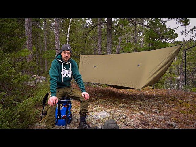 Solo Spring Hammock Camp in the Rain - 4 WALLED FLOATING SHELTER IN THE FOREST- UGQ Outdoors Gear!