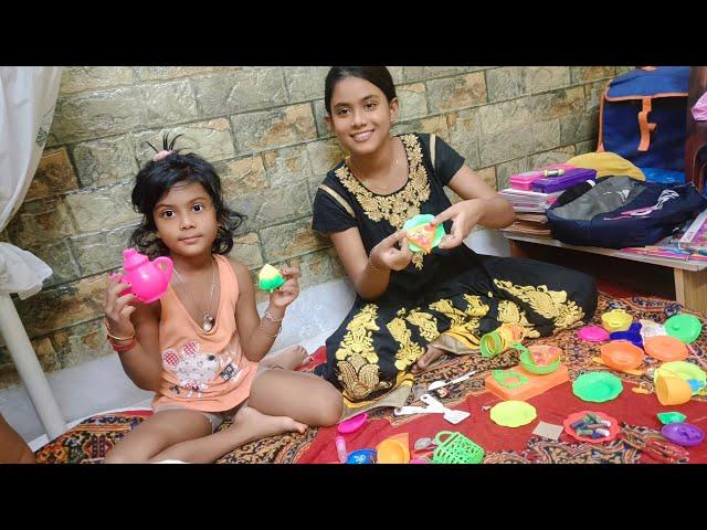 Dona Playing Toys with Didivai ডোনা র রান্না বাটি খেলা।