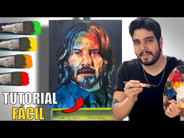 COMO pintar un RETRATO en ACRILICO (PASO A PASO) - KEANU REEVES