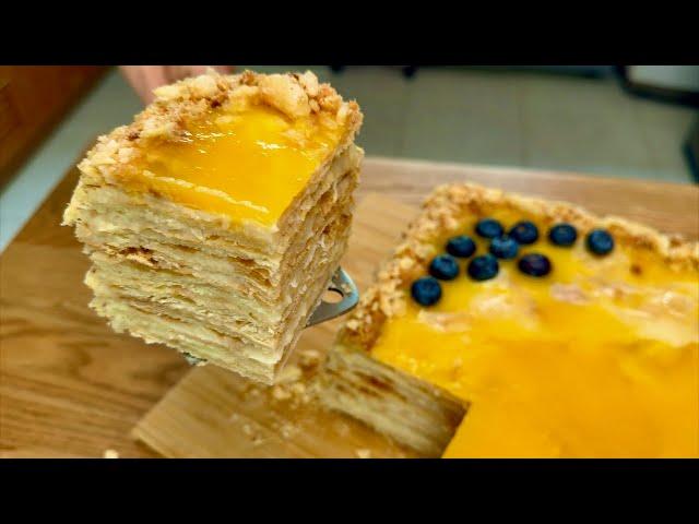 Large NAPOLEON CAKE, the simplest recipe for dough and cream, anyone can make it! It’s so delicious!