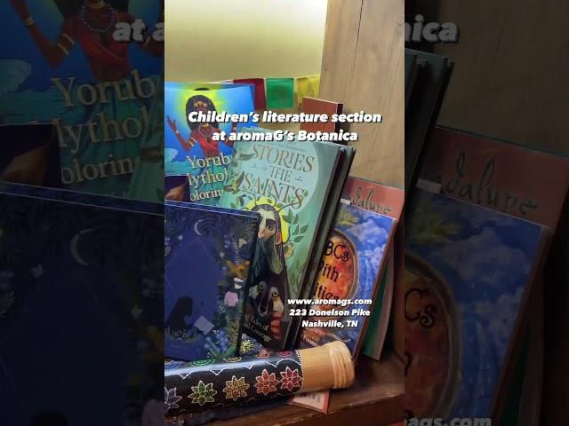 Children's literature section at aromaG's Botanica