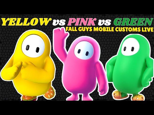 FALL GUYS Mobile customs live 🟡Yellow VS  Green🟢Vs Pink Battle| #fallguyslive #fallguys #shortslive