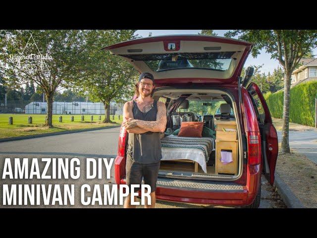 Man lives Fulltime in a Minivan | Ingenious DIY Build has everything he needs.