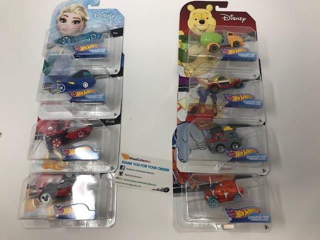 2019 Mattel Hot Wheels Disney Character Cars D Case!! Disney Unboxing brand new Mickey, Minnie, Case