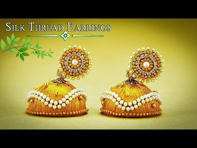 How To Make Gold Silk Thread Pearl Earrings At Home | DIY | Latest Earrings Design