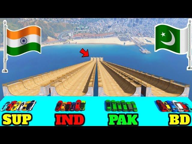 GTA 5 INDIA VS PAKISTAN VS VS BANGLADESH VS SUPER CARS LONG JUMPING CHALLENGE - Gta 5 Gameplay