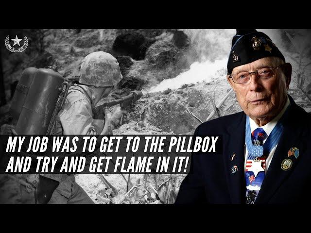 MEDAL OF HONOR: Destroying Pillboxes with a FLAMETHROWER on IWO JIMA | Hershel “Woody” Williams